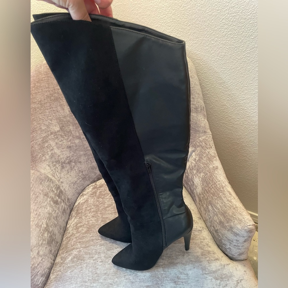 Black Leather and Suede Boots- Size 10